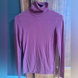Madewell Burgundy Ribbed Turtleneck Top